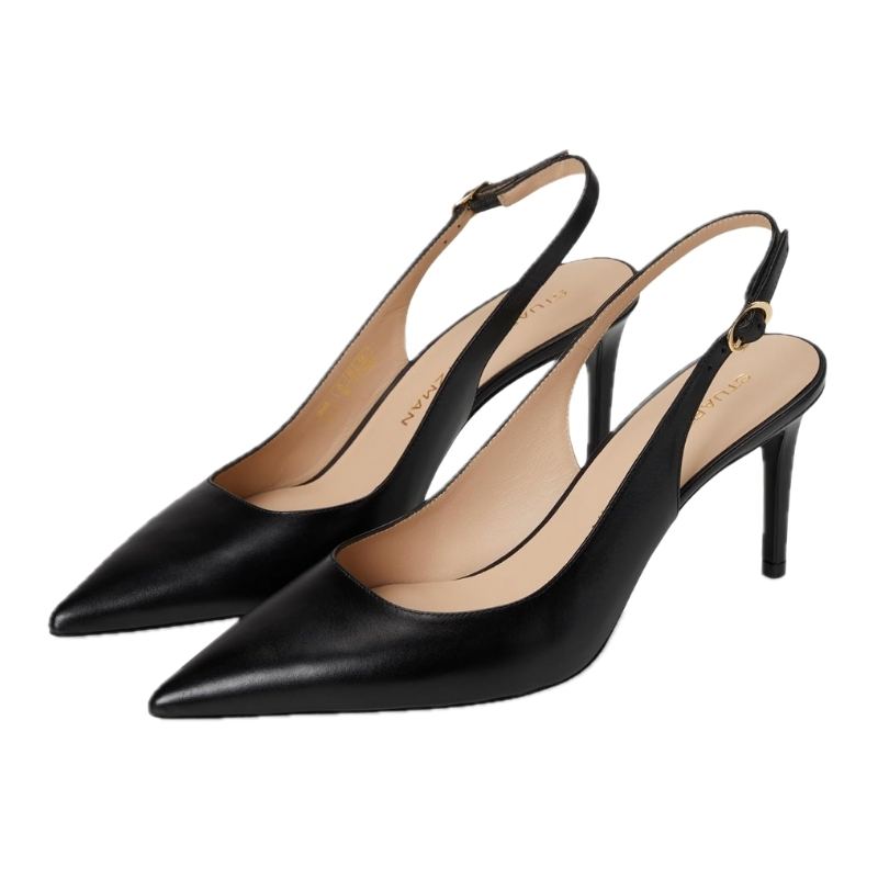 Product image of black leather slingback heels by Stuart Weitzman