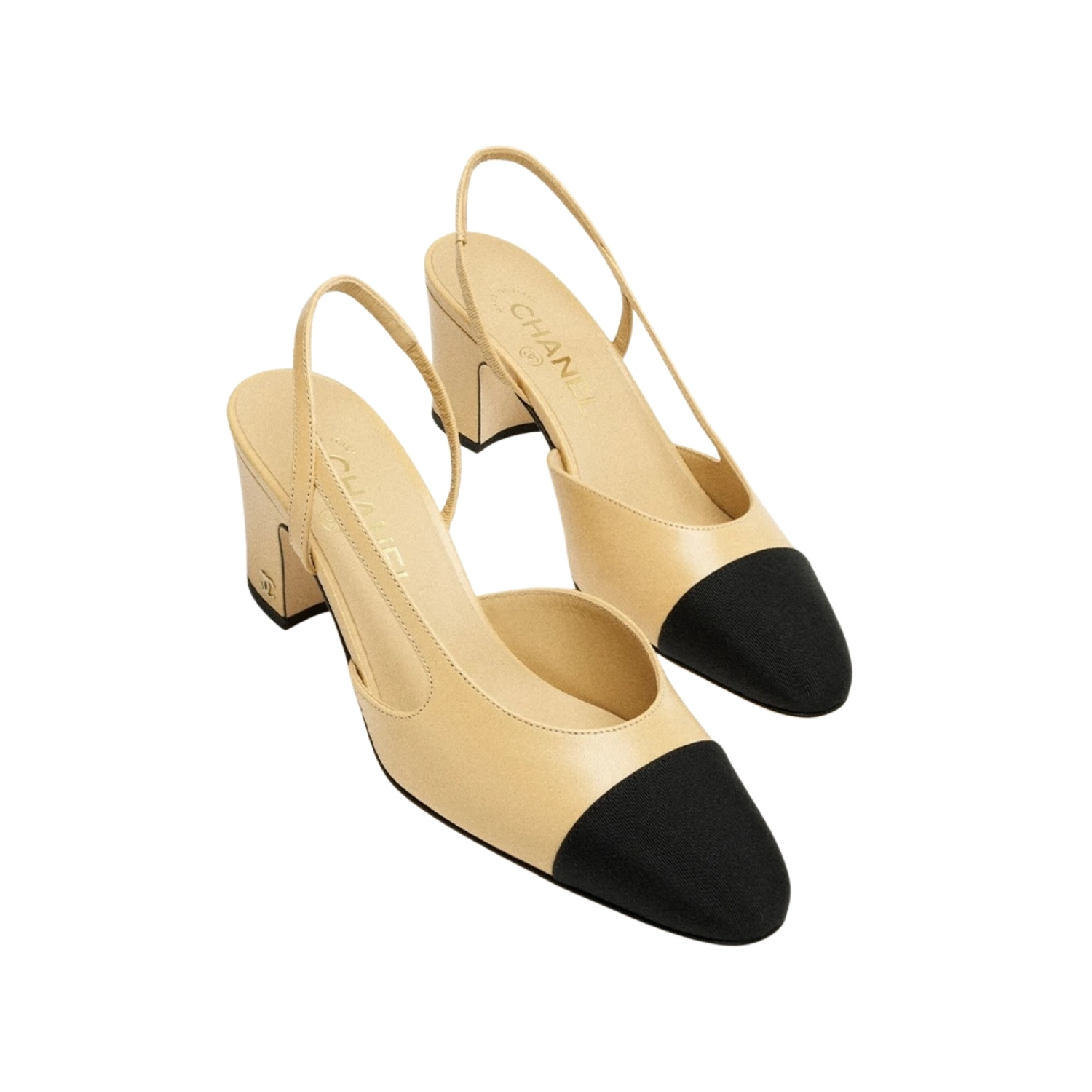 Product Image of Chanel Slingbacks Goatskin Grosgrain Beige & Black