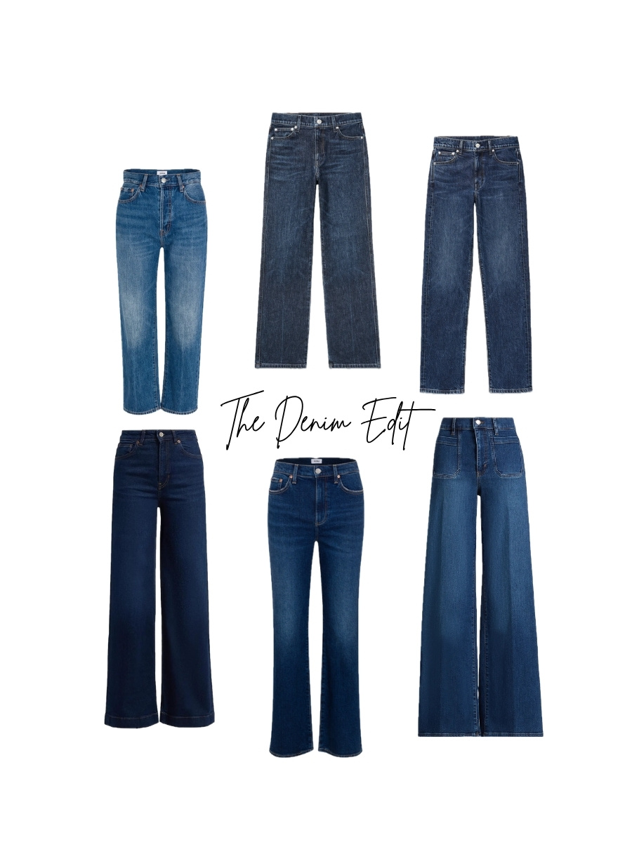 Collage of 6 pairs of jeans